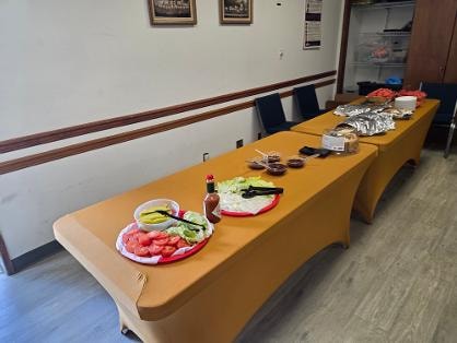 BBQ food spread laid out on the buffet table — MLK Memorial Baptist Church 2026