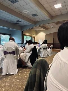 Guests dressed in white seated at beautifully decorated tables at the Golden Jubilee All-White Affair — MLK Memorial Baptist Church 2026