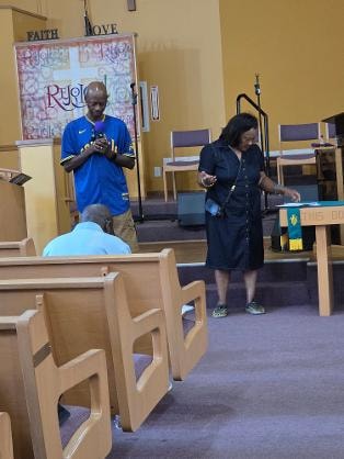 Members seated in the overflow area — VBS Day 1