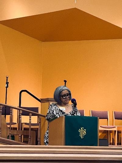Speaker at the podium — VBS Day 1