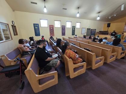 VBS Day 1 — congregation in pews