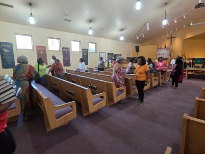 Full congregation in the sanctuary during VBS 2026 — MLK Memorial Baptist Church